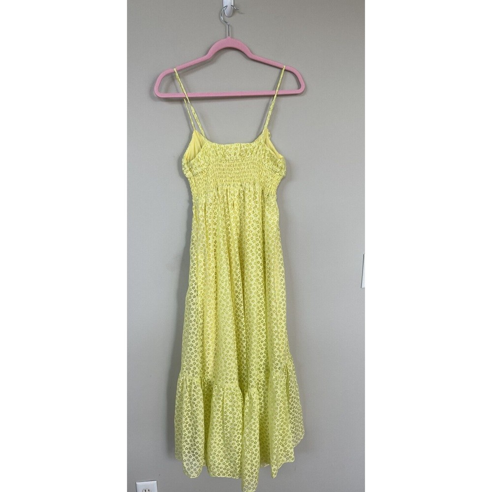 New Urban Outfitters Women Reina Semi-Sheer  Preppy Yellow Midi Dress Size Small - Picture 6 of 13